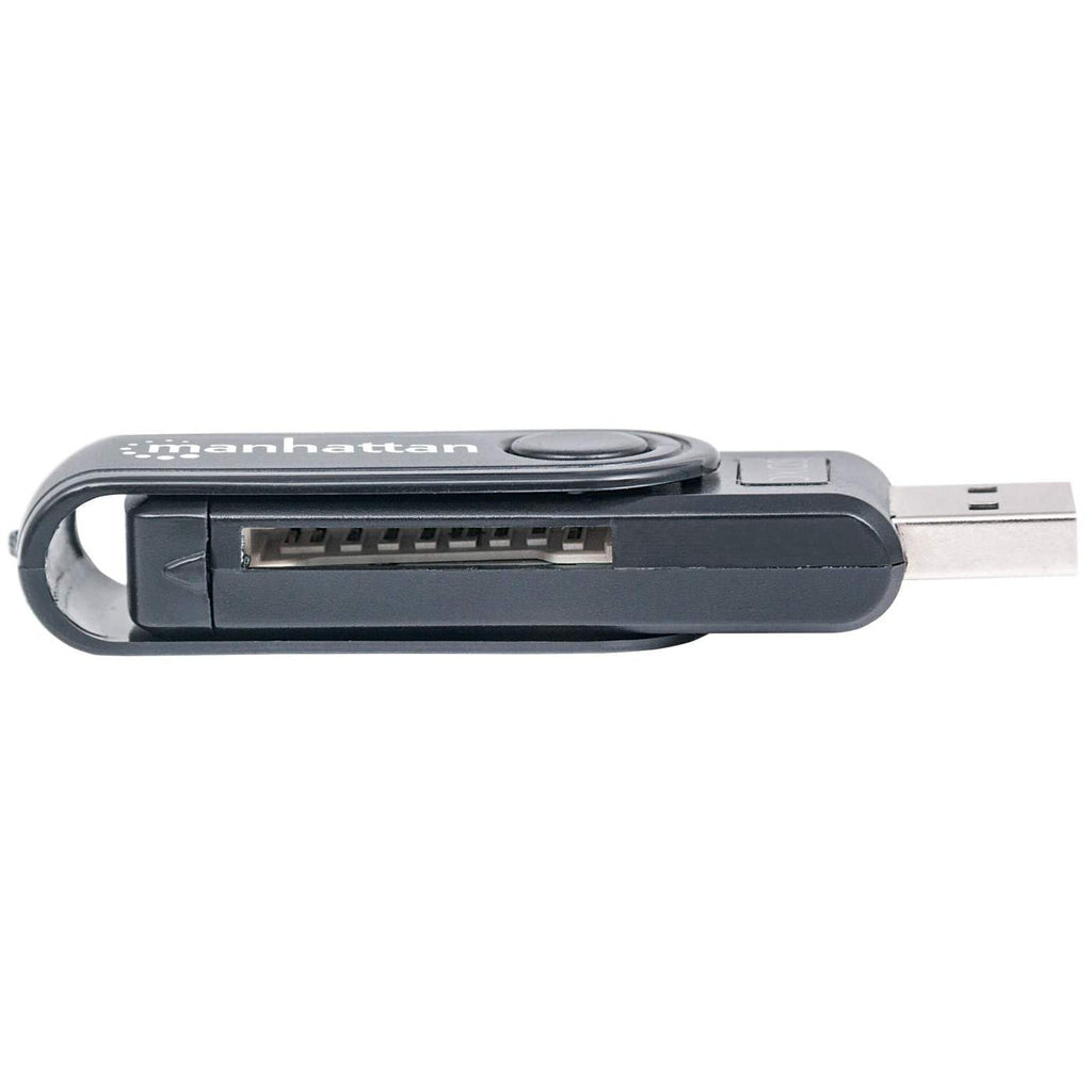 Manhattan USB-A Mini Multi-Card Reader/Writer, 5 Gbps (USB 3.2 Gen1 aka USB 3.0), 24-in-1, SuperSpeed USB, Windows or Mac, Black, Three Year Warranty