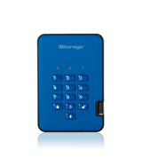 iStorage diskAshur2 256-bit 1TB USB 3.2 secure encrypted hard drive - Blue IS-DA2-256-1000-BE