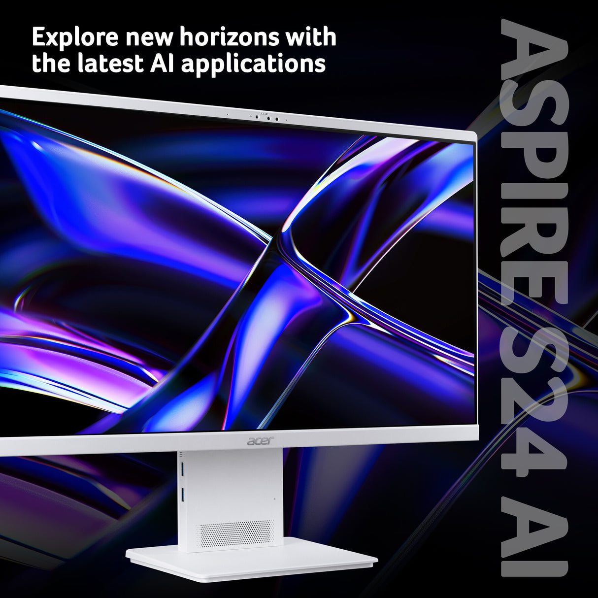 Acer Aspire S24-B All-in-One Desktop - Intel Ultra 5 226V, 16GB, 512GB SSD, Integrated Intel ARC Graphics, 23.8" QHD, Windows 11, White