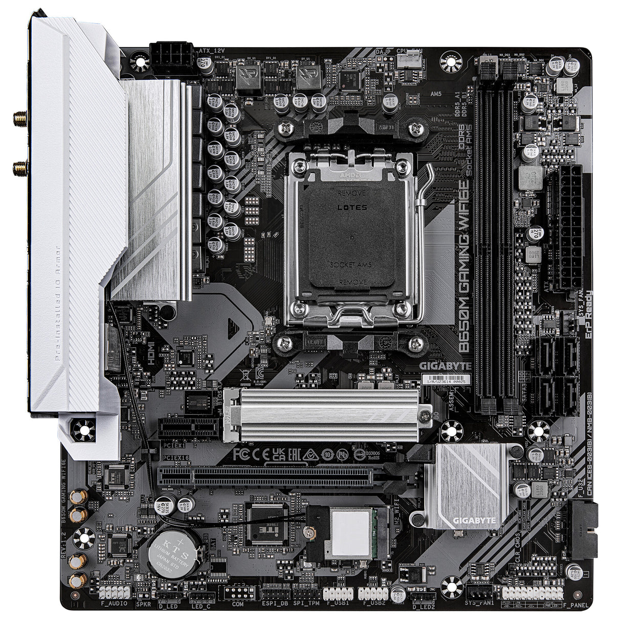 GIGABYTE B650M GAMING WIFI6E Motherboard - AMD Ryzen 9000 Series CPUs, 5+2+2 Phases VRM, up to 6400MHz DDR5 (OC), 1xPCIe 4.0 M.2, 2.5 GbE LAN, WIFI 6E, USB 3.2 Gen 1