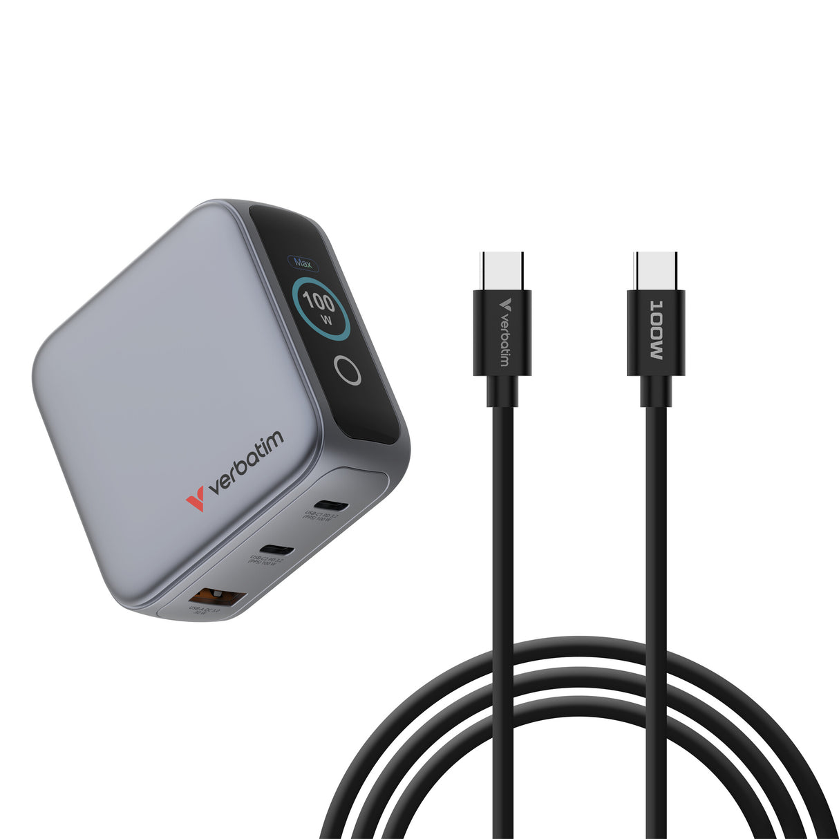 Verbatim Mini GaN Charger 100W with Display