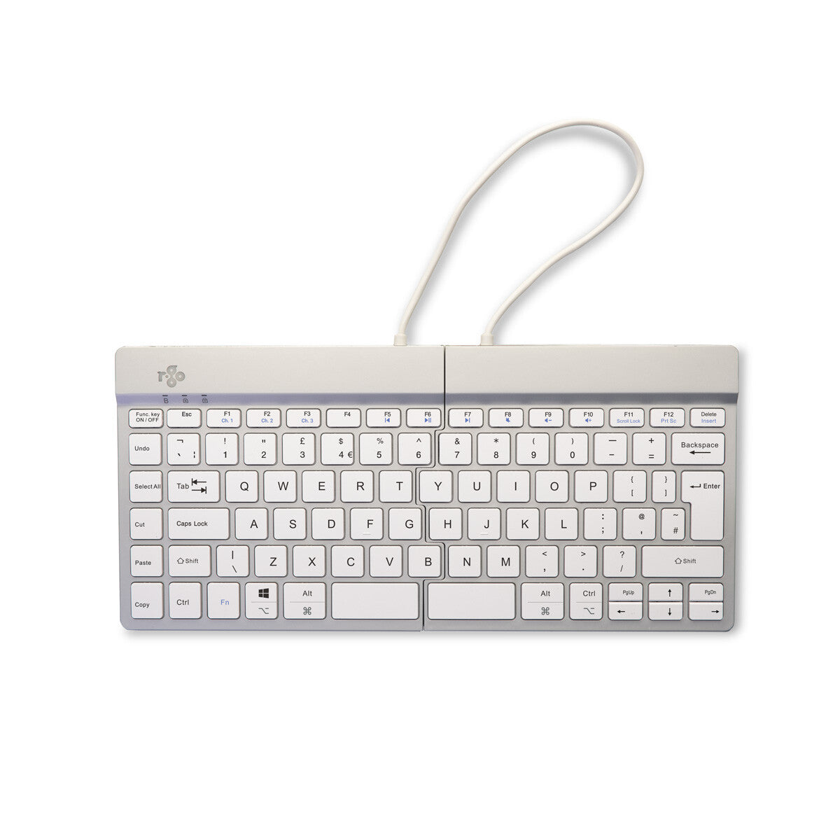 R-Go Tools Ergonomic keyboard R-Go Split Break with break software, ergonomic split keyboard, QWERTY (UK), Bluetooth, white