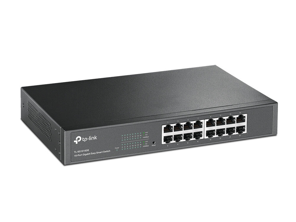 TP-LINK (TL-SG1016DE) Switch Easy Smart Gigabit de 16 puertos, no administrado, montable en rack