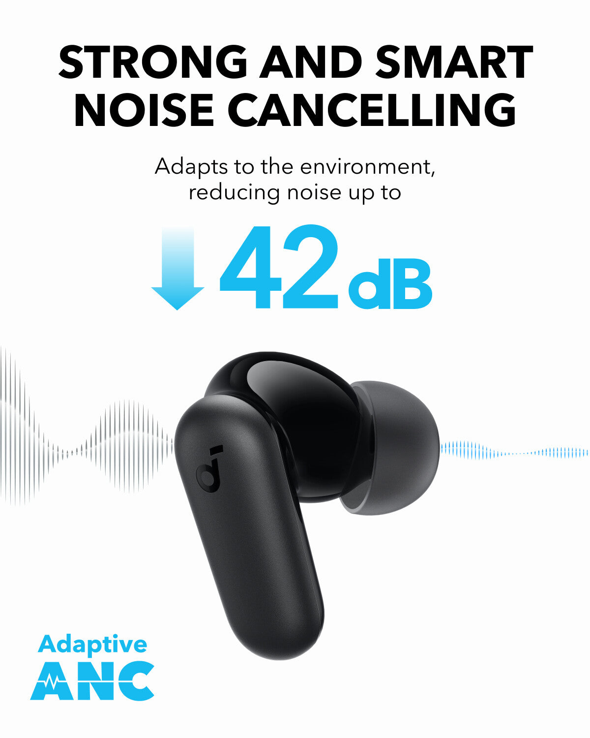 Soundcore R60i Wireless Noise Cancelling Earbuds, Black
