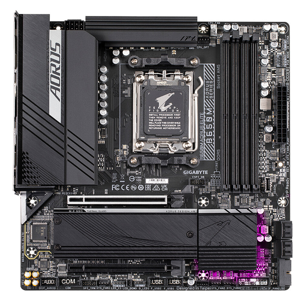 GIGABYTE B650M AORUS ELITE Motherboard - AMD Ryzen 9000 CPUs, 12+2+2 Phases VRM, up to 8000MHz DDR5, 1xPCIe 5.0 + 1xPCIe 4.0 M.2, 2.5GbE LAN, USB 3.2 Gen 2x2
