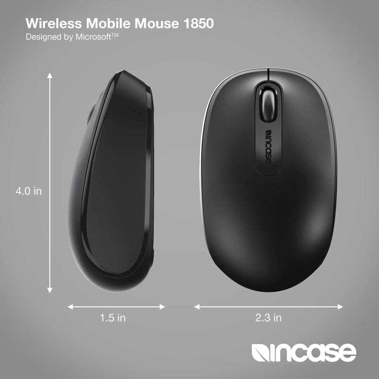 Incase Designed by Microsoft Wireless Mobile 1850 mouse Travel Ambidextrous RF Wireless Optical