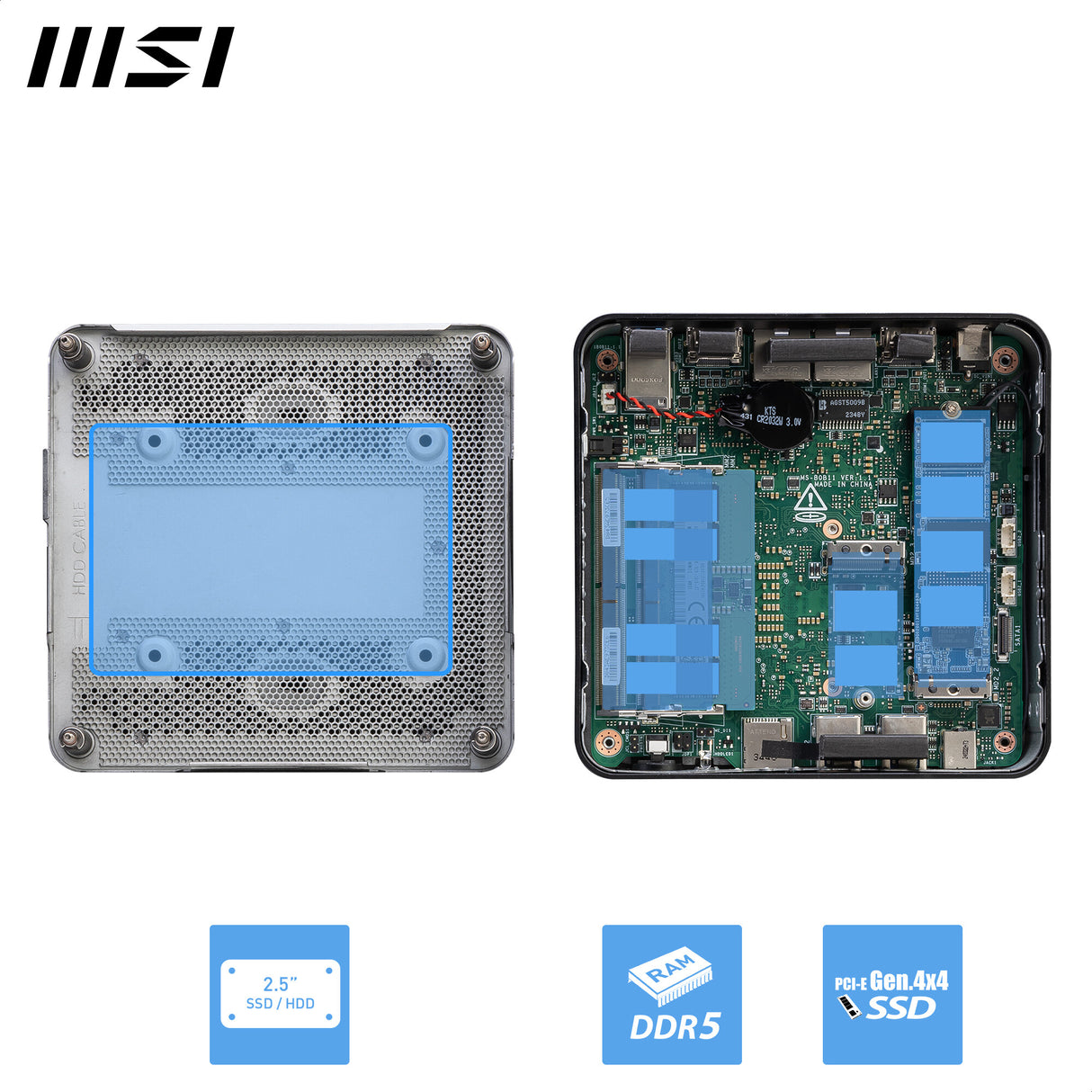 MSI Cubi NUC 1M Intel Core 7 150U (14th Gen - Series 1) Barebone, NUC, SFF, Mini Computer, HTPC, (NO RAM, NO Storage, NO OS), Intel Graphics/DDR5/Dual ThunderBolt 4/Dual HDMI/Dual LAN/WiFi 6E/BT 5.3/VESA - NUC 1M i7 150U BB