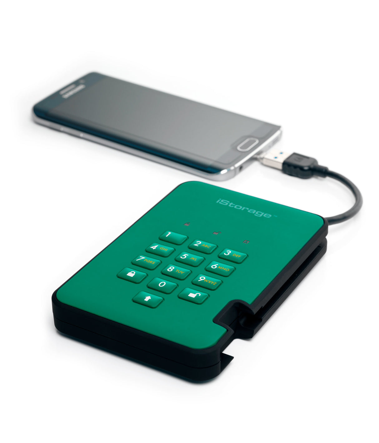 iStorage diskAshur2 256-bit 4TB USB 3.2 secure encrypted solid-state drive - Green IS-DA2-256-SSD-4000-GN