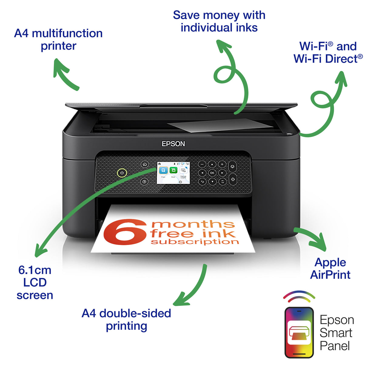 Epson Expression Home XP-4200 C11CK65401 Imprimante jet d'encre, couleur, sans fil, tout-en-un, A4, écran LCD 6,1 cm, recto verso
