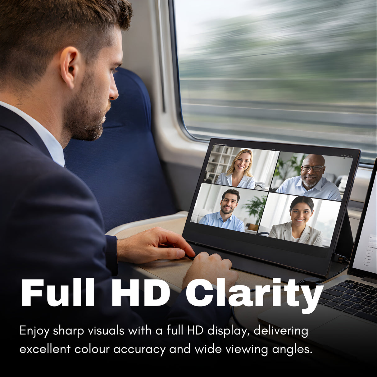 Origin Storage 15.6 Inch Full HD 60Hz IPS Portable Monitor with USB-C Mini HDMI & Speakers with Foldable Case & Stand