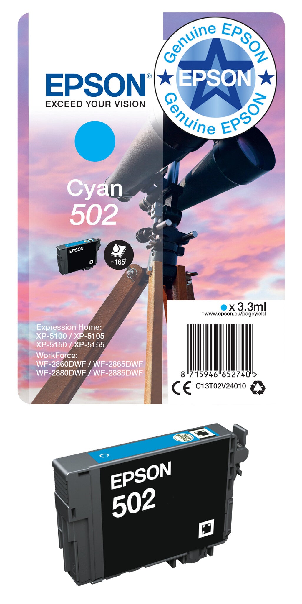 Epson Singlepack Cyan 502 Ink