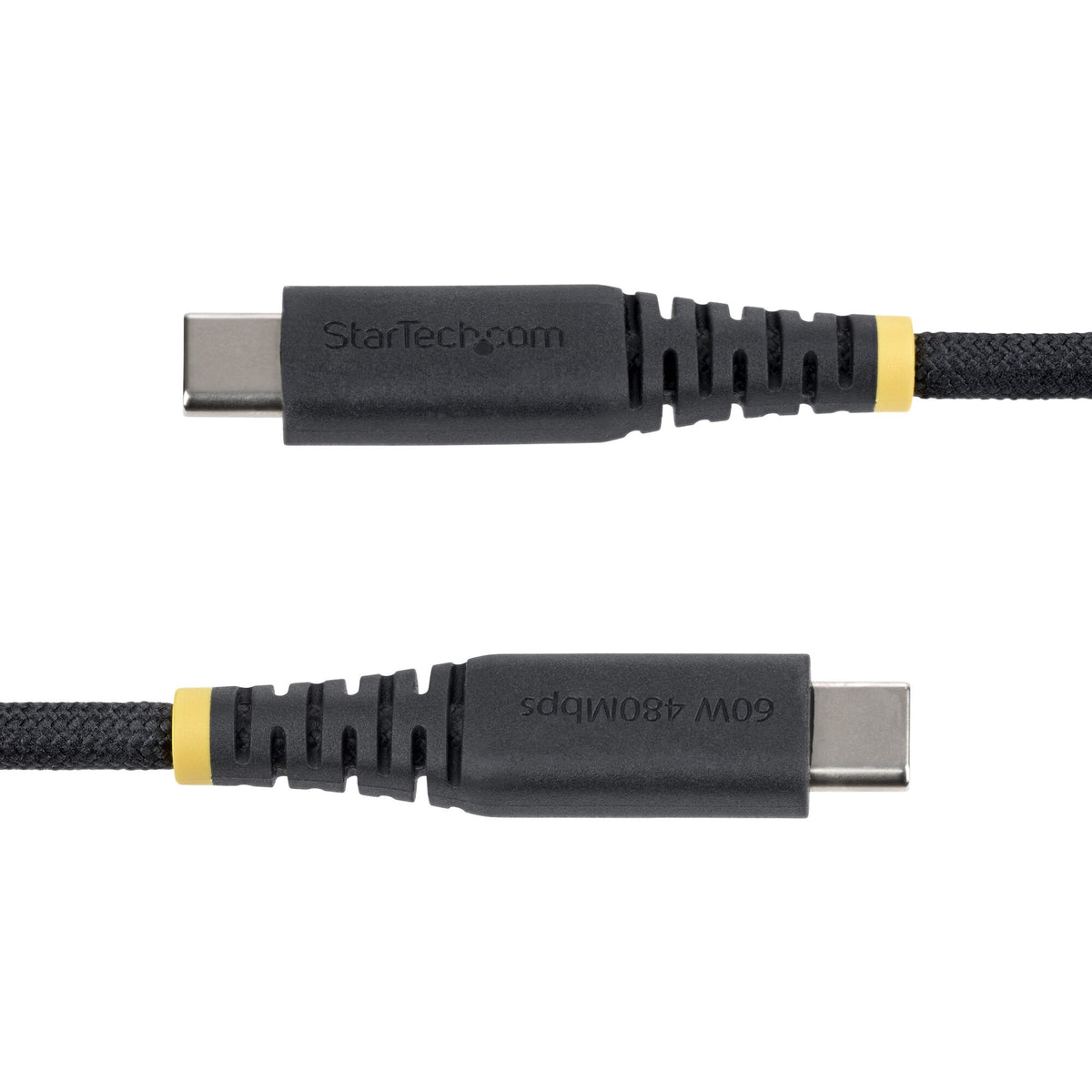 StarTech.com 1m (3ft) USB-C Charging Cable, 60W (3A) PD, Dual-Layer Braided Nylon/TPE Jacket, Rugged USB C Charging Cord, USB 2.0 Laptop Charger Cable