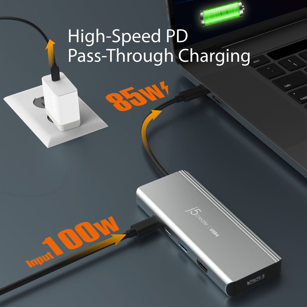 j5create JCD401 USB4™ Dual 4K Multi-Port Hub, Silver