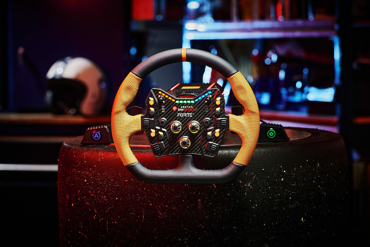Asetek Closed D Orange Leather Rim Racing wheel