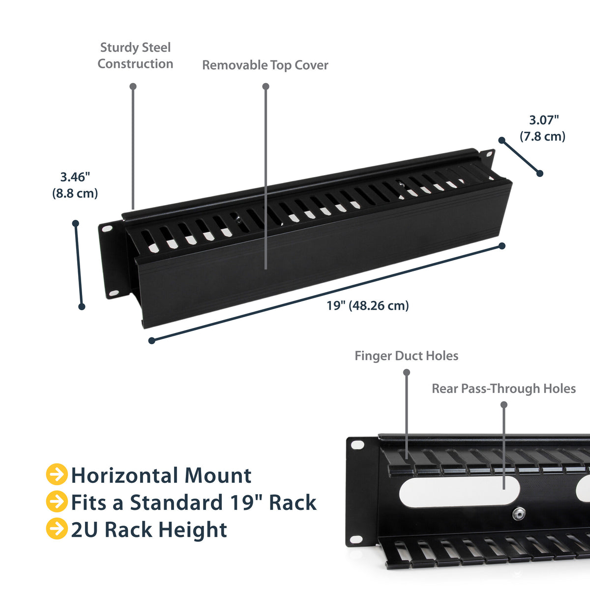 Finger Guide Server Rack StarTech.com Horizontal 2U Server Rack Cable Management Finger Duct w ...