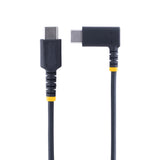 StarTech.com 1ft (30cm) USB-C Fast Charging Cable, Rugged, Right-Angled, Charge & Sync, 60W (3A) PD, USB 2.0, TPE Jacket and Aramid Fiber - USB C Charging Cord