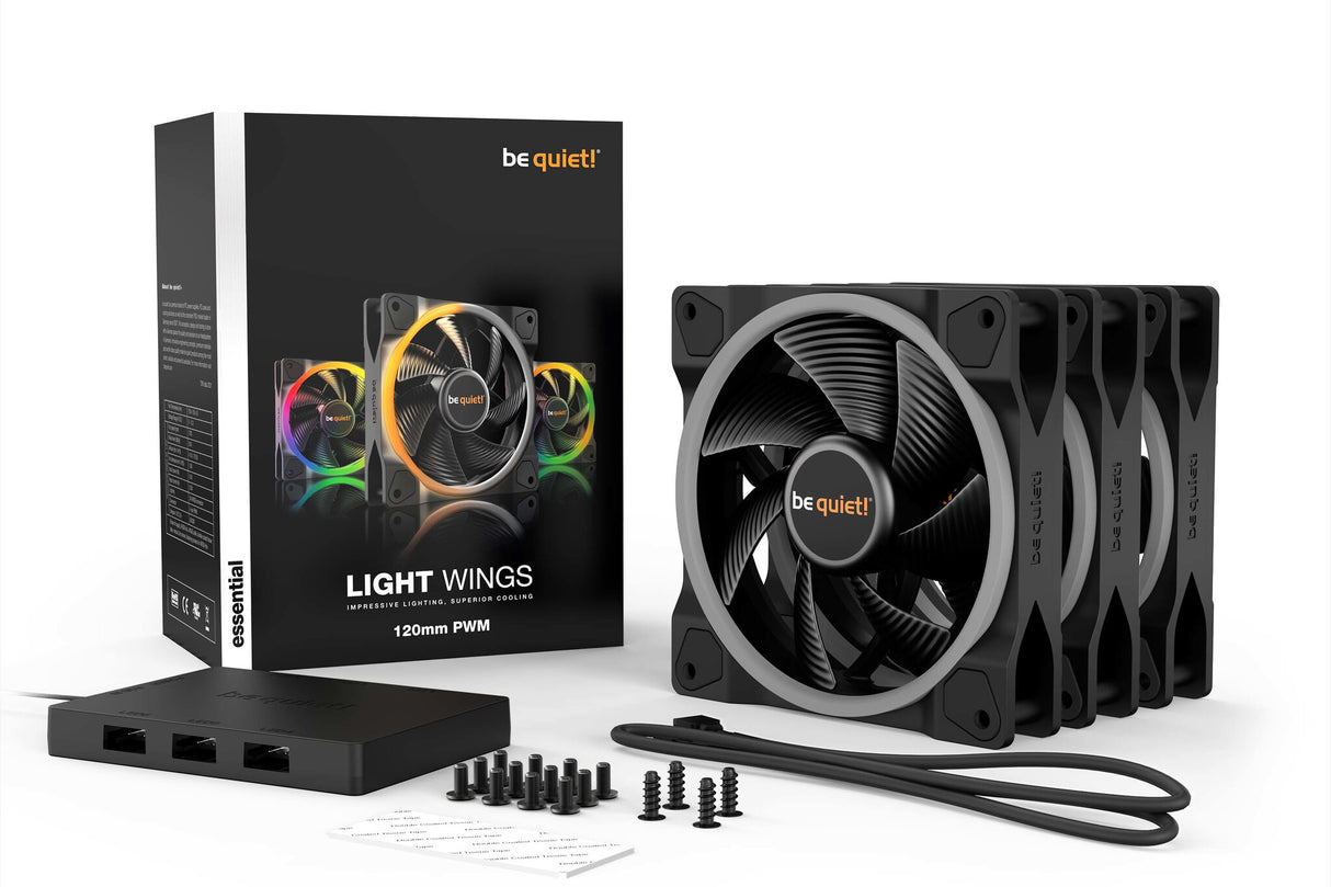 be quiet! Light Wings 120mm ARGB PWM Fan Black 3 Pack