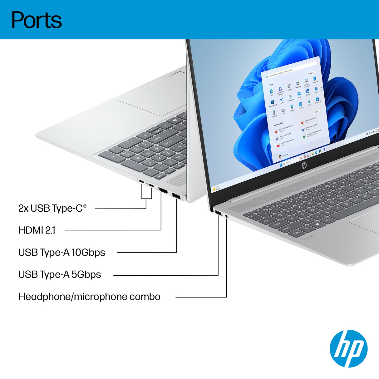 HP OmniBook 5 16-ba1506sa Intel® Core™ i3 i3-1315U Laptop 40.6 cm (16") 2K 8 GB LPDDR5-SDRAM 512 GB SSD Wi-Fi 6 (802.11ax) Windows 11 Home Silver