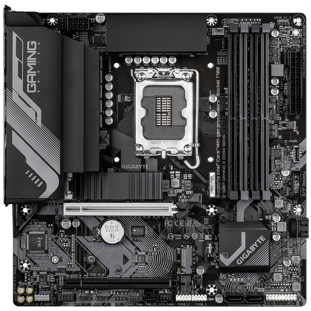 GIGABYTE B760M GAMING X DDR4 GEN5 Motherboard - Supports 14th Gen. Intel Core CPUs, 8+1+1 phases VRM, up to 3200MHz DDR4, 2xPCIe 4.0 M.2, 2.5 GbE LAN, USB 3.2 Gen 1