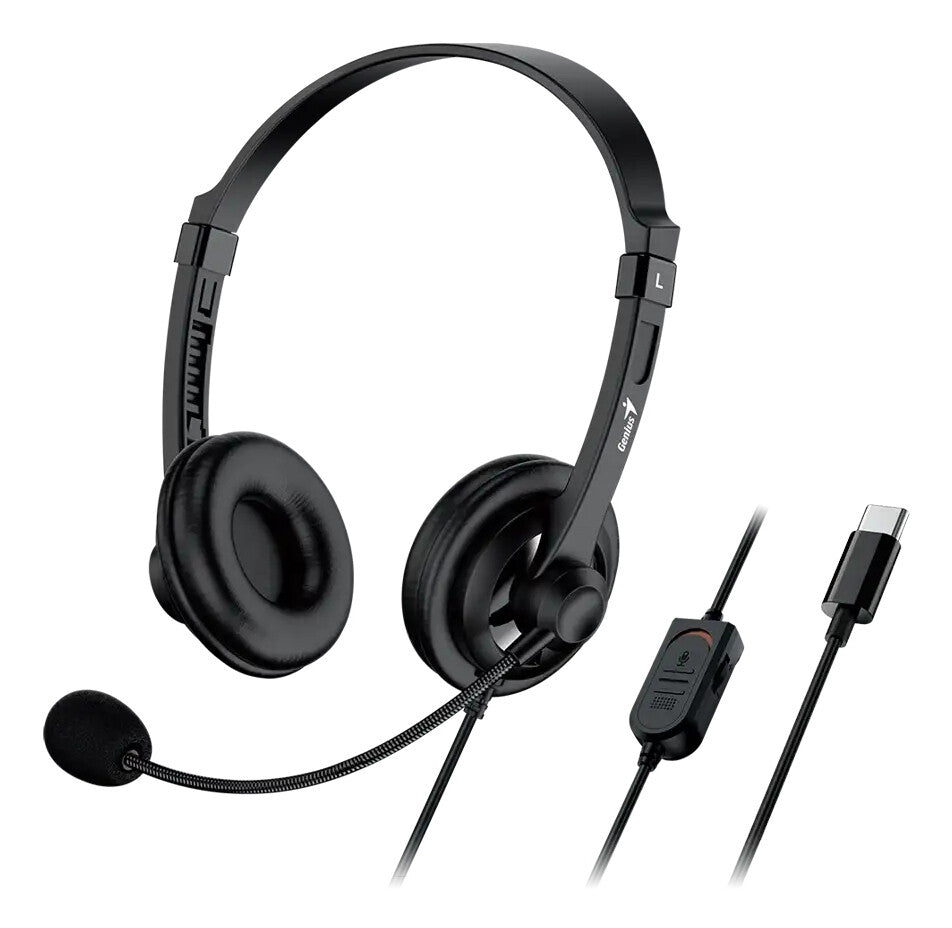 Genius HS-230U Headset Wired Head-band Office/Call center USB Type-C Black