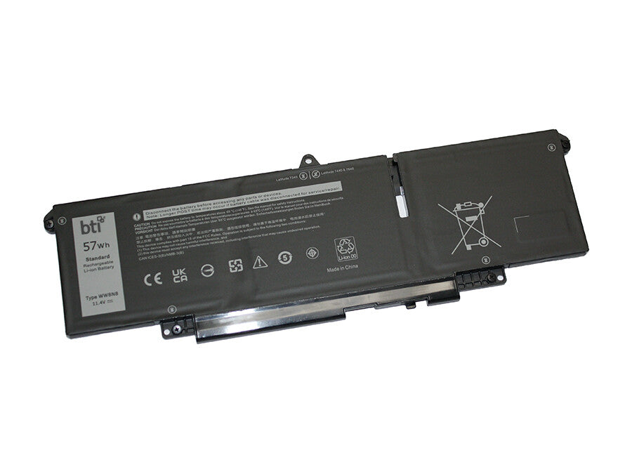 BTI CN-0047T0 compatible 57Wh 3-cell battery for DELL LATITUDE 7340 7340 2-in-1 7440 7440 2-in-1 7450 7640 7640 2-in-1