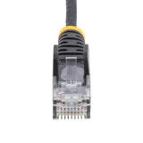 StarTech.com 25cm Black Slim CAT6 Cable, 10 Pack, Snagless, 100W PoE, UTP, LSZH, 28AWG Pure Bare Copper Wire, Slim RJ45 Network Patch Cord w/Strain Reliefs, Individually Tested