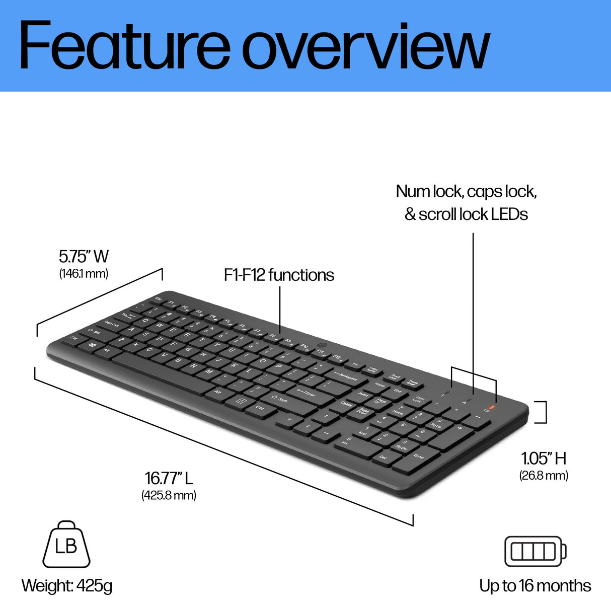 HP 225 Wireless Keyboard