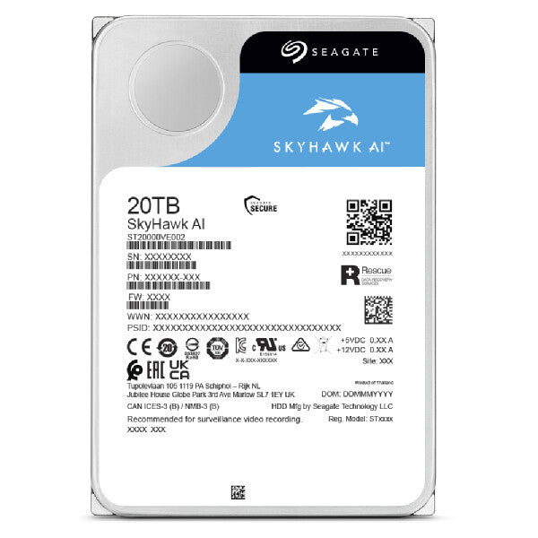 Seagate SkyHawk AI 20 TB internal hard drive 12 TB 7200 RPM 512 MB 3.5" Serial ATA III