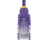StarTech.com 1m Purple Slim CAT6 Ethernet Cable, Snagless, 100W PoE, UTP, LSZH, 28AWG Pure Bare Copper Wire, Slim RJ45 Network Patch Cord w/Strain Reliefs, Fluke Tested