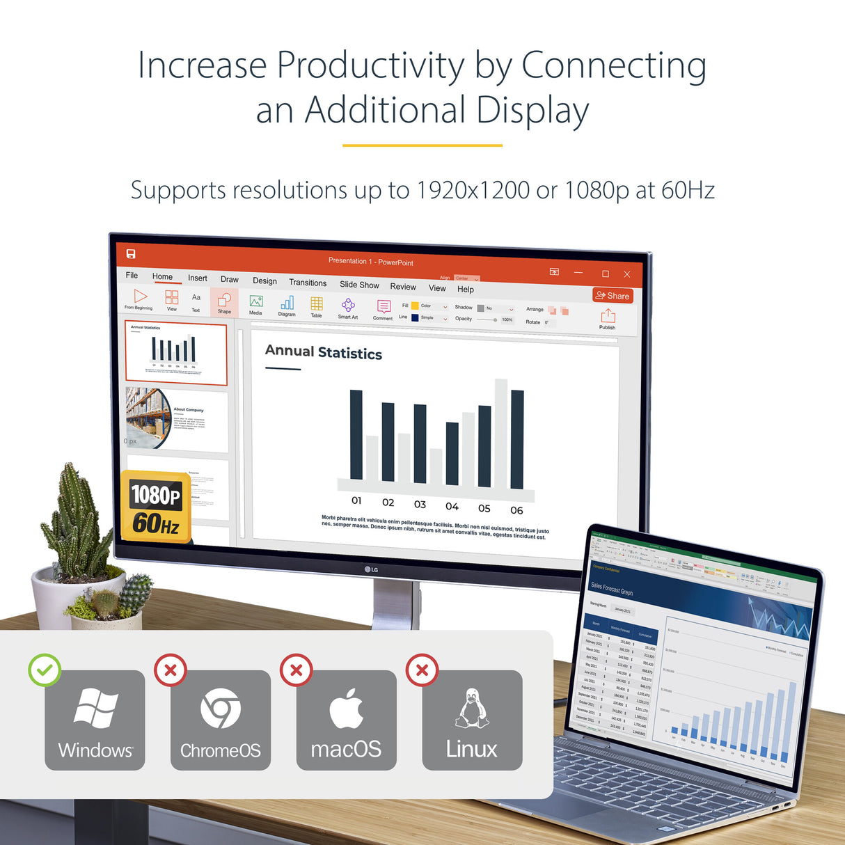 StarTech.com USB 3.0 to HDMI Adapter, USB to HDMI Monitor Converter for Windows, 1080P (no support for macOS/ChromeOS/Linux) - TAA