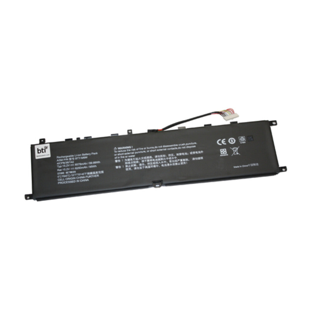 BTI 95Wh 4 cell BTY-M6M compatible battery for MSI WS66 10TMT-207US GE76 RAIDER 11UH GE76 RAIDER 10UH-226TR GE66 RAIDER 10SFS GS66 STEALTH 10U