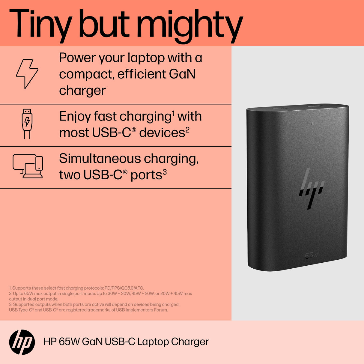 HP 65W GaN USB-C Laptop Charger