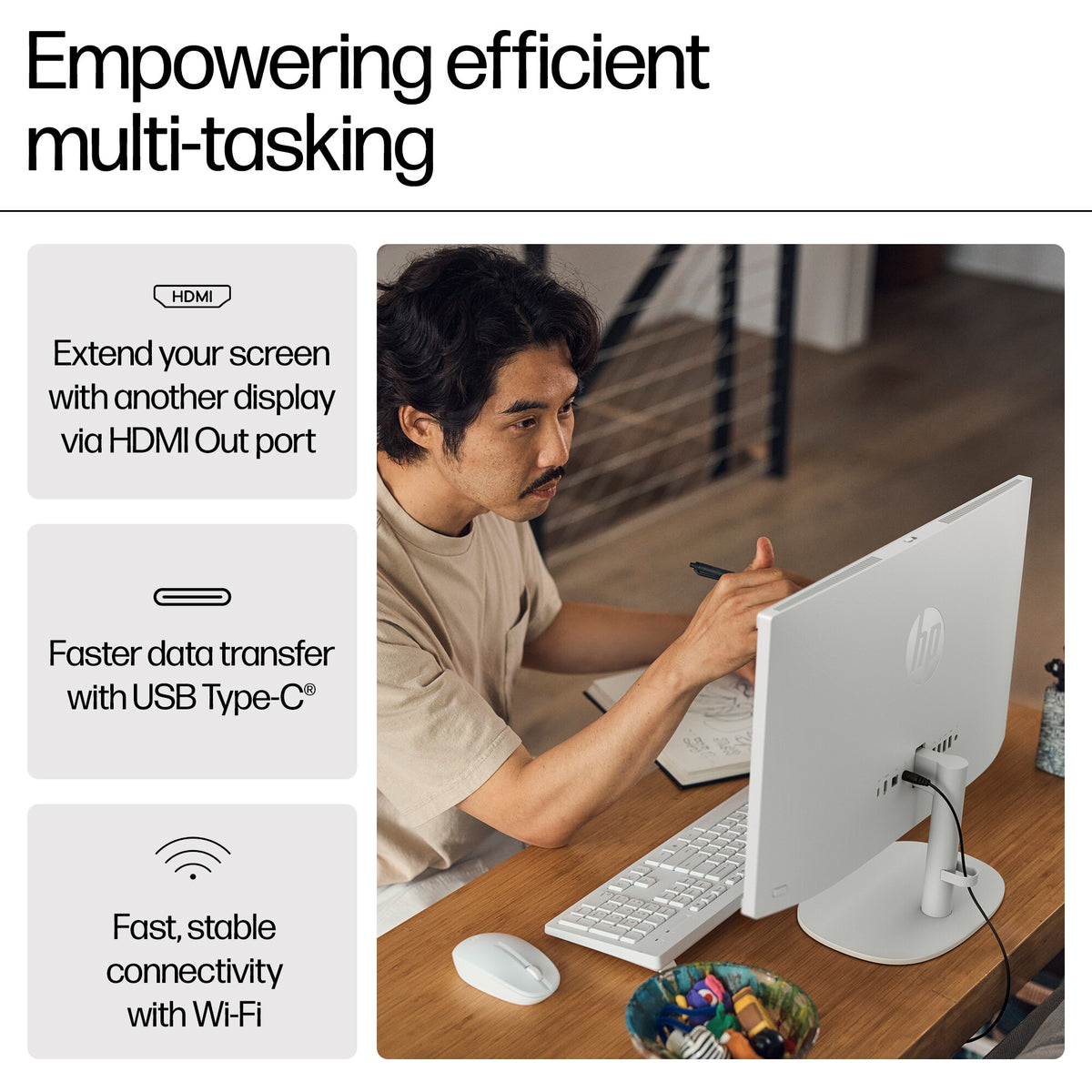 HP 22 -dg0007na Intel® Celeron® N100 54.5 cm (21.4") 1920 x 1080 pixels All-in-One PC 8 GB DDR5-SDRAM 128 GB Flash Windows 11 Home in S mode Wi-Fi 6 (802.11ax) White