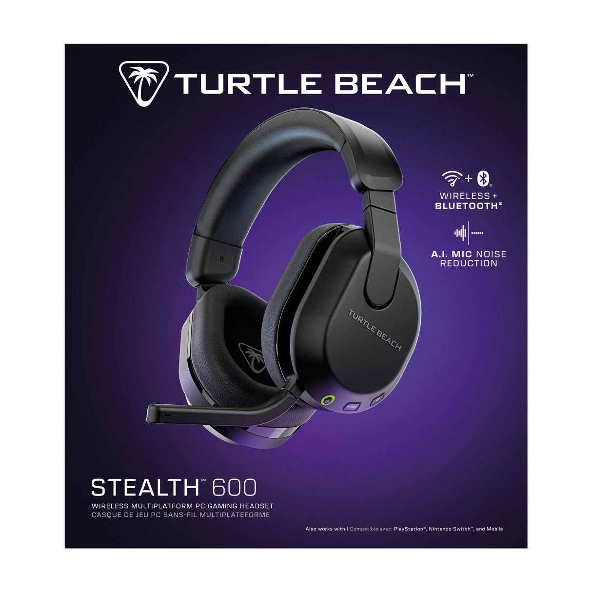 Turtle Beach Stealth 600 Black PC Wireless Gaming Headset with up to 80 hour Battery, 50mm Speakers and Bluetooth for PC, PS5, PS4 and Mobile