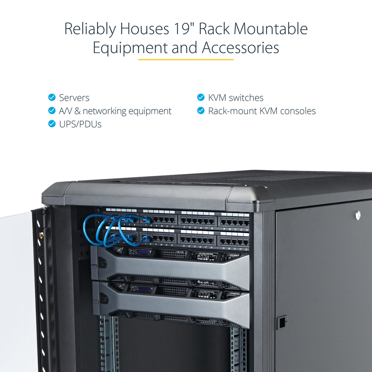 StarTech.com 12U Enterprise-Grade Server Rack Cabinet, 19in Enclosed 4-Post Rack with 29in (75cm) Mounting Depth and 1764lb (800kg) Weight Capacity
