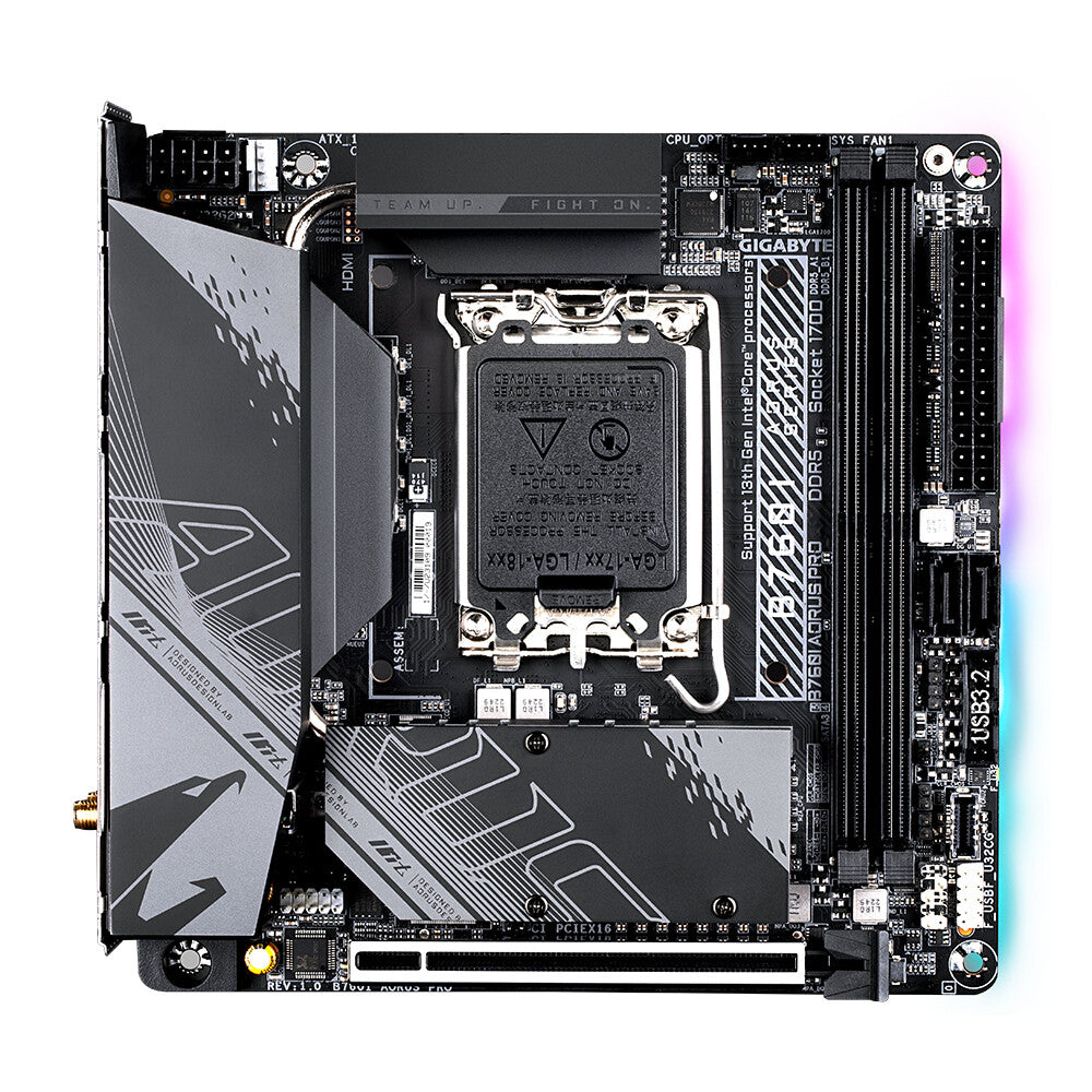 GIGABYTE B760I AORUS PRO Motherboard - Supports Intel Core 14th Gen CPUs, 8+1+1 Phases Digital VRM, up to 8000MHz DDR5 (OC), 2xPCIe 4.0 M.2, Wi-Fi 6E, 2.5GbE LAN, USB 3.2 Gen 2