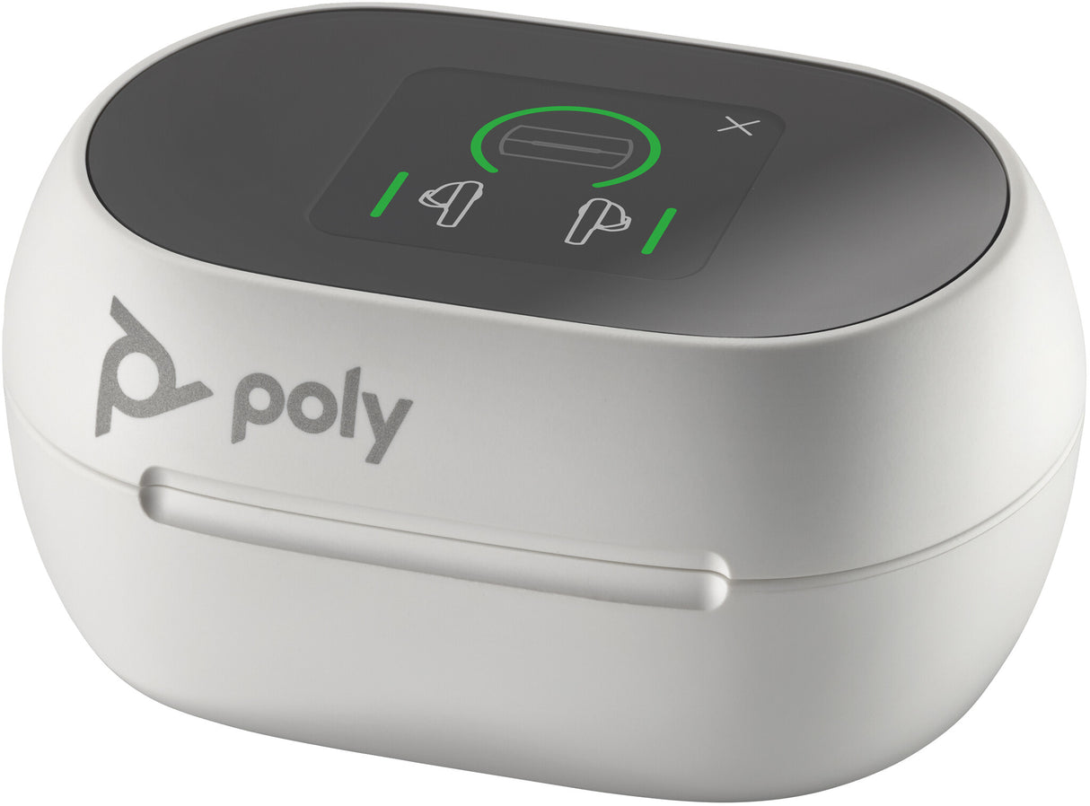 POLY Voyager Free 60+ UC White Sand Earbuds +BT700 USB-C Adapter +Touchscreen Charge Case