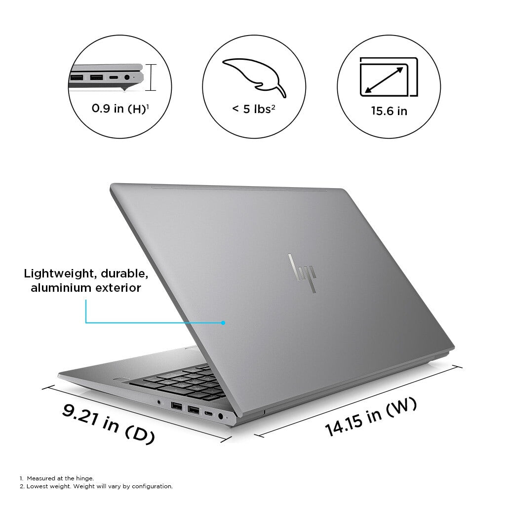 HP ZBook Power G10 AMD Ryzen™ 9 PRO 7940HS Mobile workstation 39.6 cm (15.6") Full HD 32 GB DDR5-SDRAM 1 TB SSD NVIDIA RTX 2000 Ada Wi-Fi 6E (802.11ax) Windows 11 Pro Silver