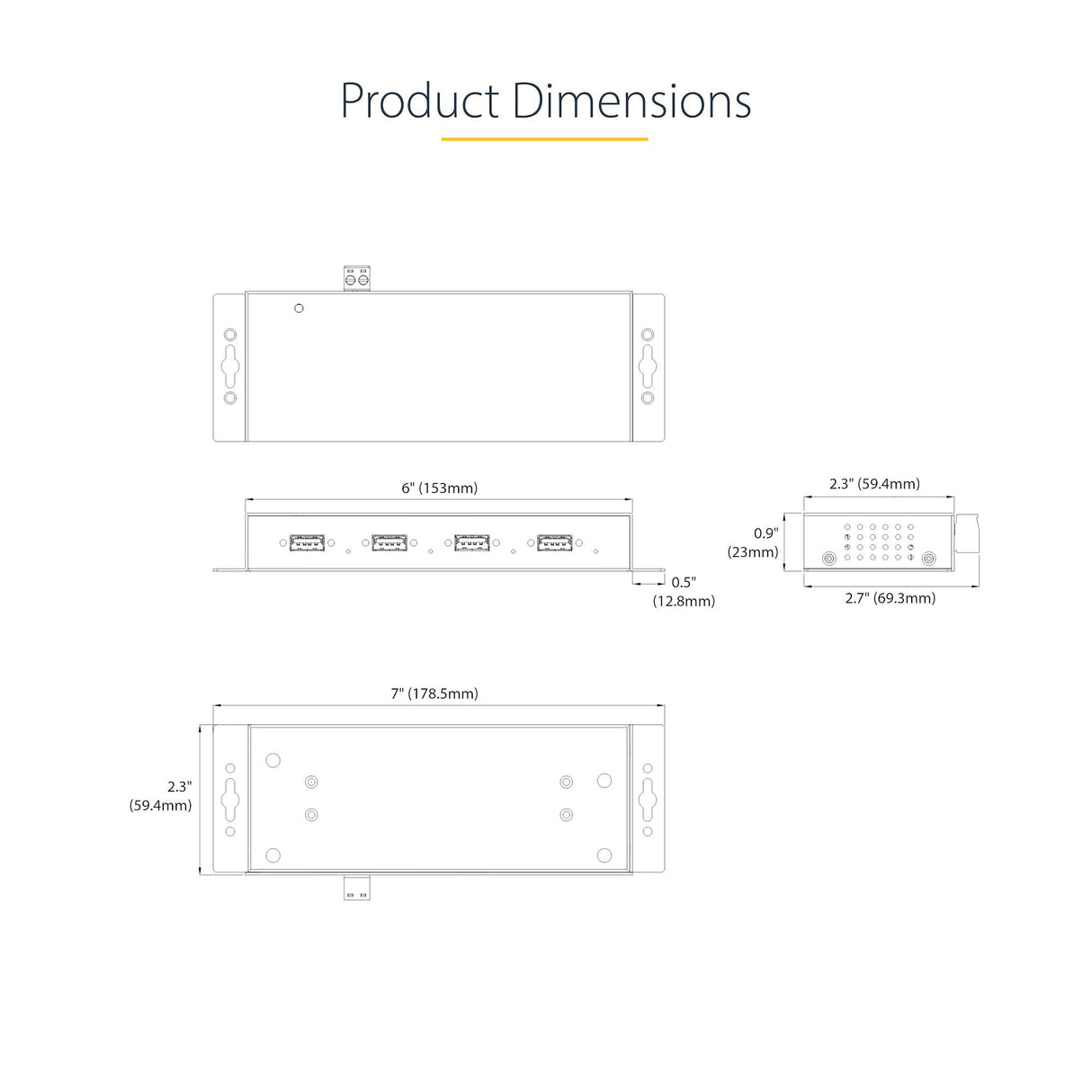 StarTech.com 4-Port Industrial USB 3.0 5Gbps Hub, Rugged USB Hub with ESD Protection, DIN/Wall/Desk Mountable USB-A Hub, USB Expander w/Locking Ports, Heavy Duty - TAA