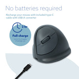 R-Go Tools Vertical mouse R-Go HE Basic, ergonomic mouse, medium (hand size ≥ 185 mm), right-handed, Bluetooth, grey