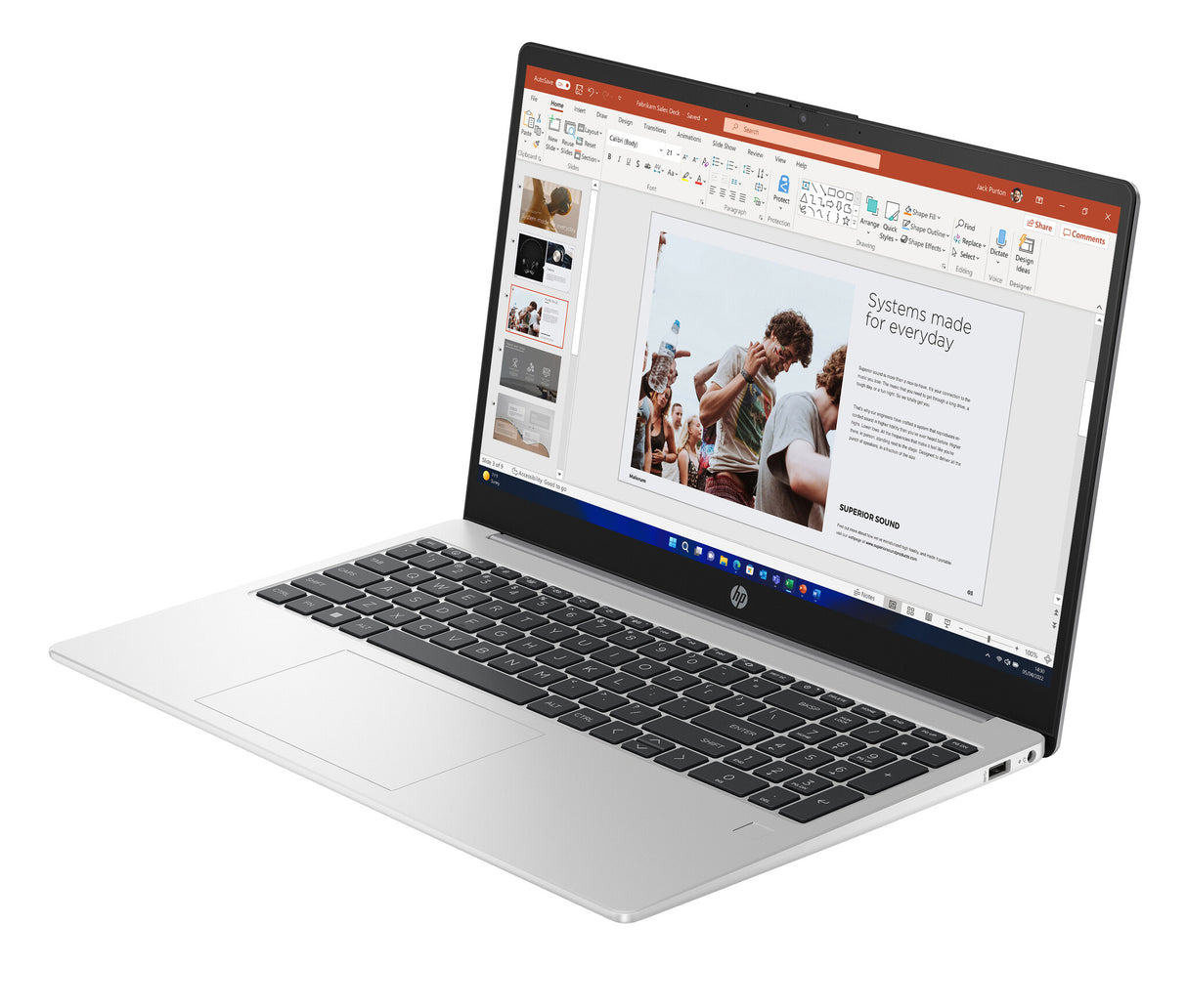 HP 255 G10 AMD Ryzen™ 5 7530U Laptop 39.6 cm (15.6") Full HD 8 GB DDR4-SDRAM 256 GB SSD Wi-Fi 6 (802.11ax) Windows 11 Pro Silver