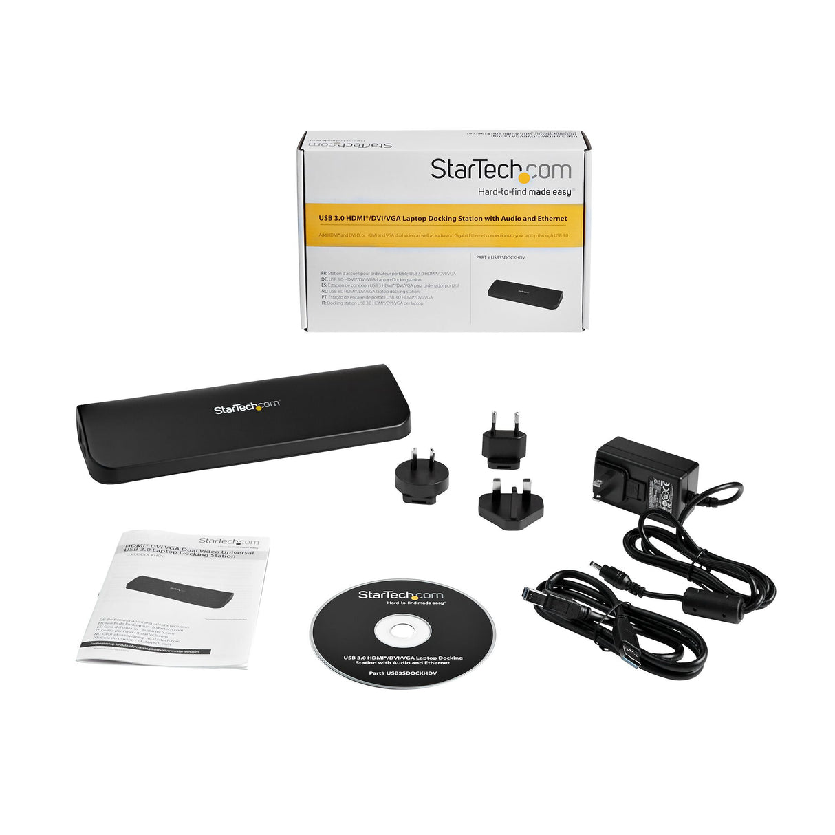 StarTech.com Dual-Monitor USB 3.0 Docking Station with HDMI & DVI/VGA~Dual Monitor USB 3.0 Laptop Docking Station with HDMI/DVI/VGA, 3x USB-A Hub, GbE, Audio, Universal Type-A Dock for Windows/macOS/ChromeOS - TAA Compliant