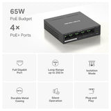 Mercusys (MS105GP) Switch de bureau Gigabit à 5 ports avec PoE+ à 4 ports, boîtier en acier