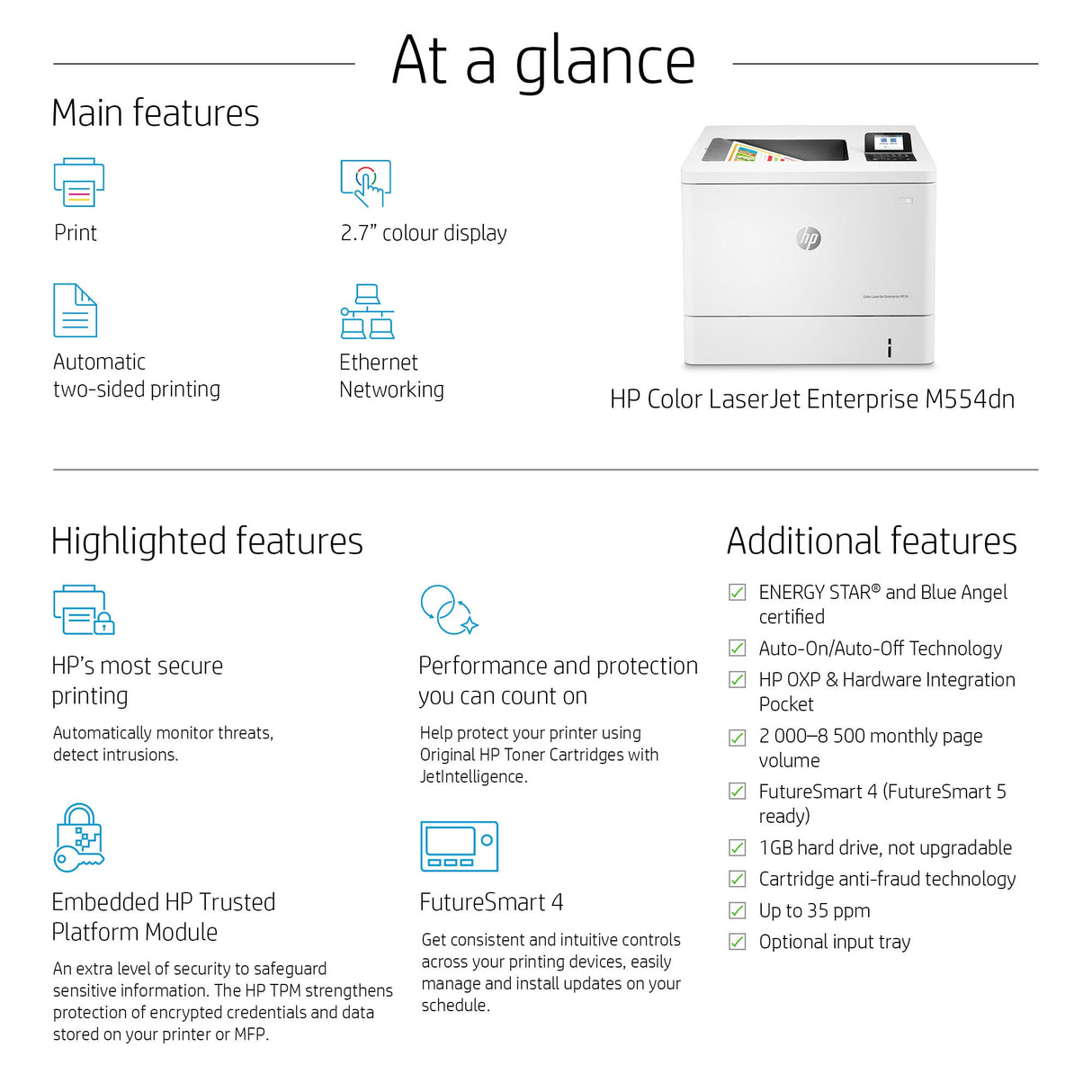 HP Color LaserJet Enterprise M554dn Printer