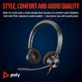 POLY Blackwire 3320 Stereo Microsoft Teams Certified USB-C Headset +USB-C/A Adapter