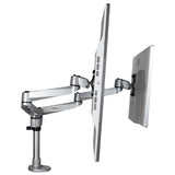 StarTech.com Desk Mount Dual Monitor Arm - Premium Articulating Monitor Arm - up to 30” VESA Mount Displays - Height Adjustable Monitor Mount - Rotate/Tilt/Swivel - Clamp/Grommet - Silver