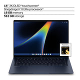 HP E73ZBEA laptop Snapdragon 35.6 cm (14") Touchscreen 3K 16 GB LPDDR5x-SDRAM 512 GB SSD Wi-Fi 7 (802.11be) ChromeOS Blue