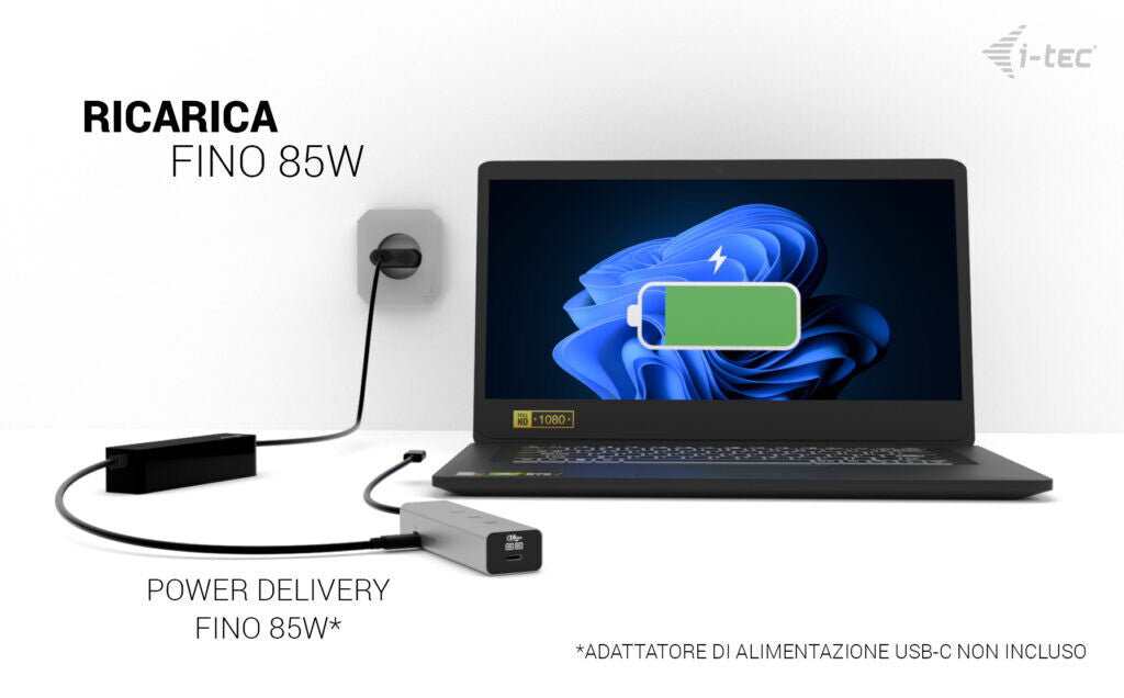 i-tec Metal USB-C Charging HUB 5port with USB-C video 8K + Power Delivery 85W