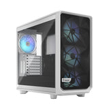 Fractal Design Meshify 2 RGB (White TG) Estuche para juegos con ventana de vidrio transparente claro, E-ATX, frente de malla angular, 4 ventiladores RGB, concentrador de ventilador, filtro frontal desmontable, USB-C