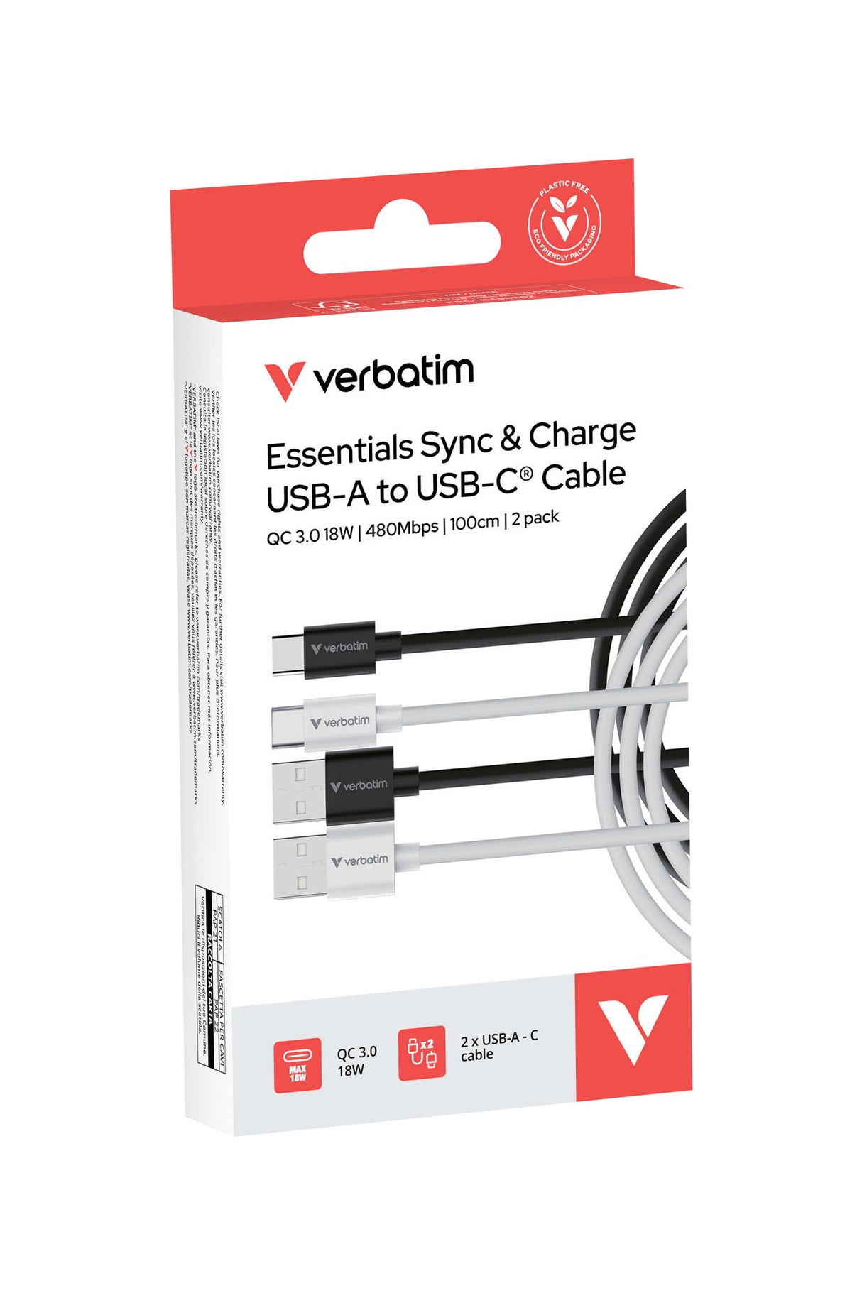 Verbatim Essentials Sync & Charge USB-A to C Cables